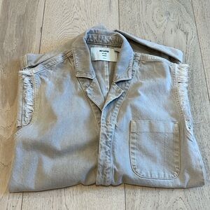 One Teaspoon Denim Frayed Sleeve Romper in Size Small